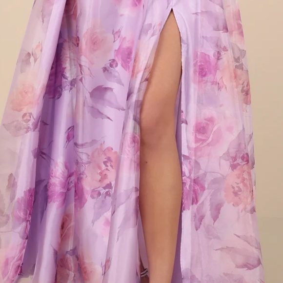 Dramatically Lovely Lavender Floral One-Shoulder Maxi Dress - Picture 4 of 5